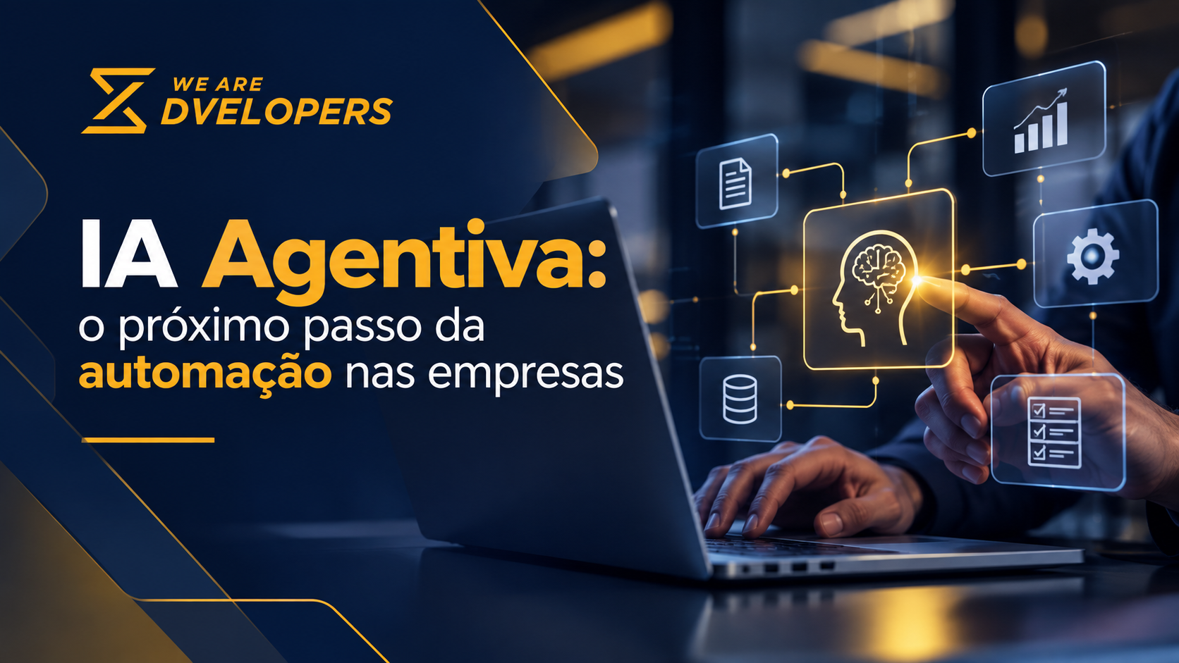 Imagem conceitual sobre IA agentiva e automação de processos empresariais.